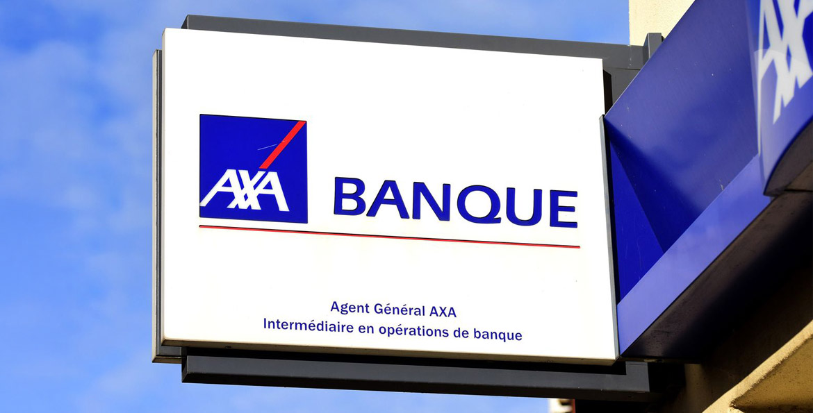 Façade d’une agence AXA Banque – Services bancaires pour particuliers et professionnels